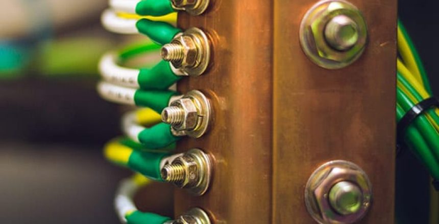 cable connections on a substation bus