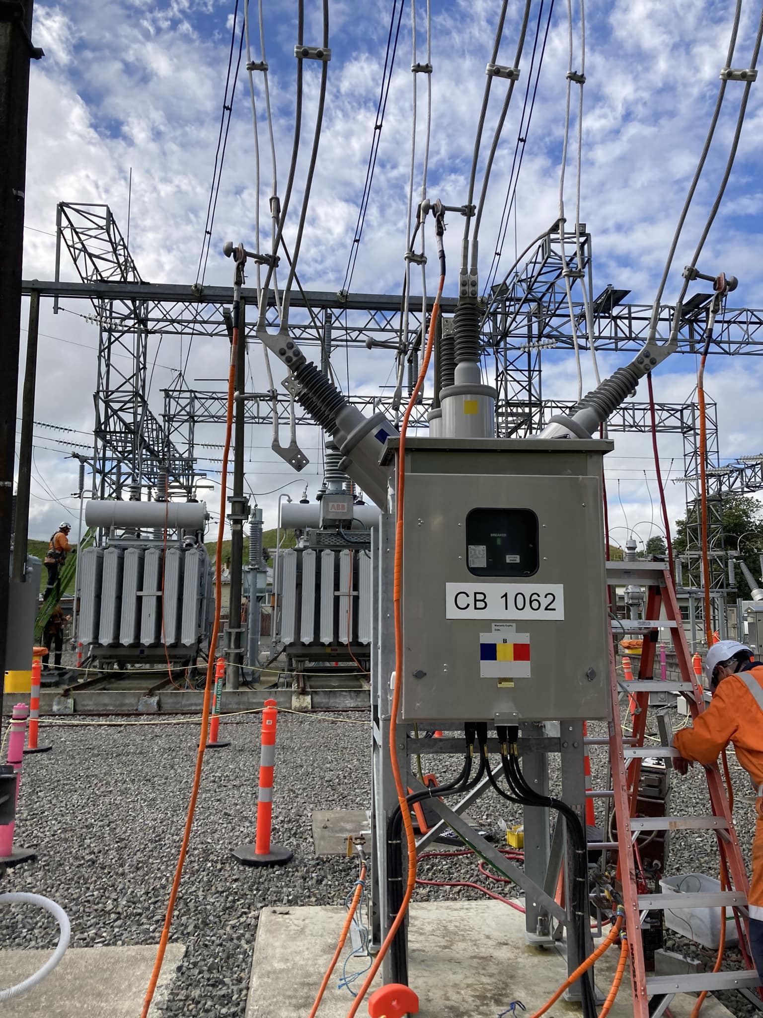 portable earthing equipment being used on a substation