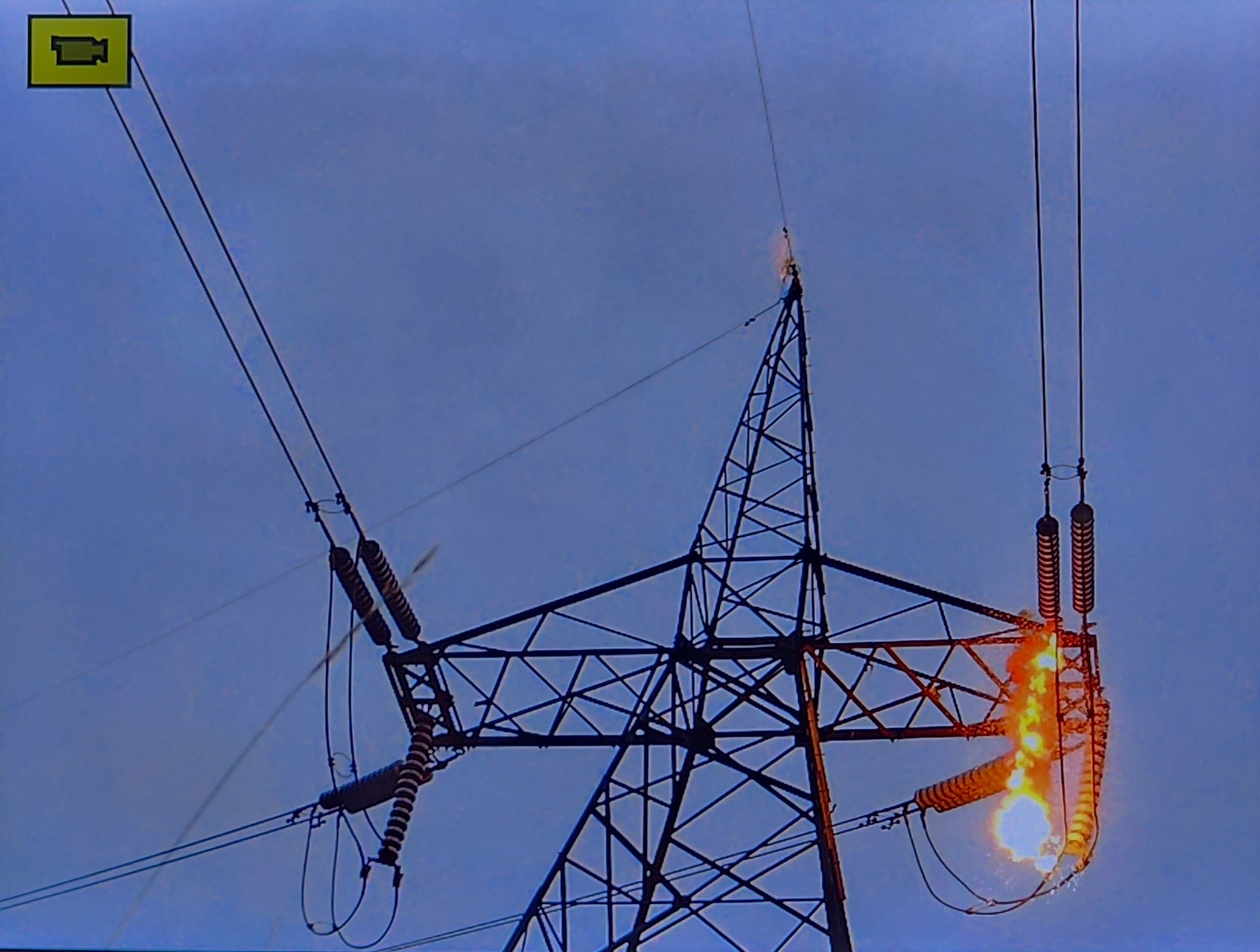 Induction currents can be significant, see the flash on the neutral cable at the top of the tower