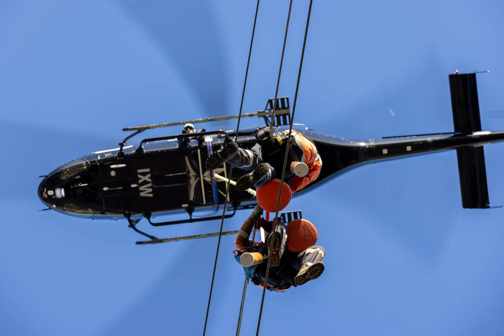 Helicopter with Bell Twin powerline HEC work