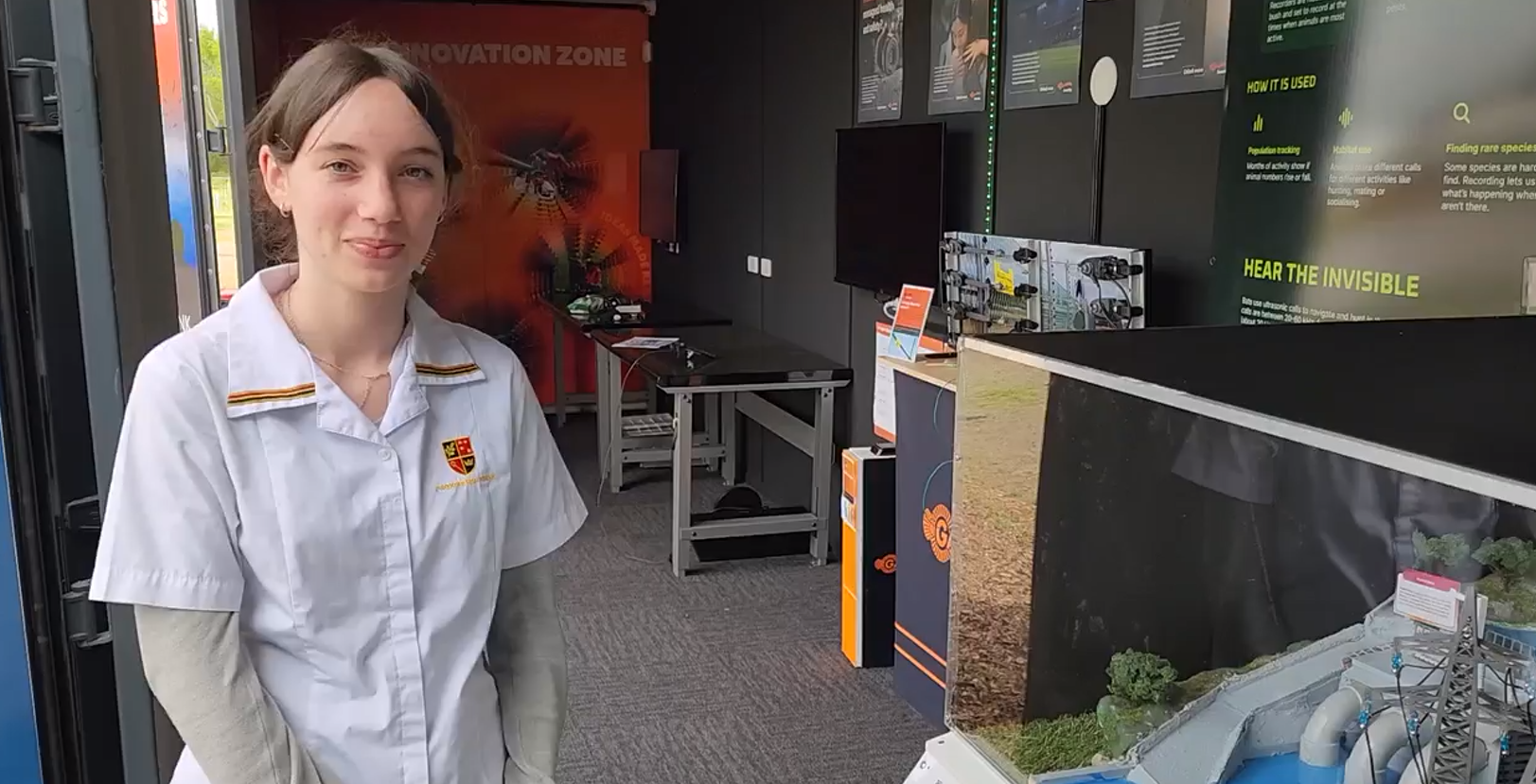 Amy Roux shows power system simulator